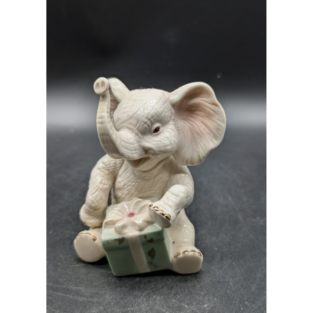 Lenox Birthday Wishes Elephant Figurine Ivory China Gold Accents Gift 4"